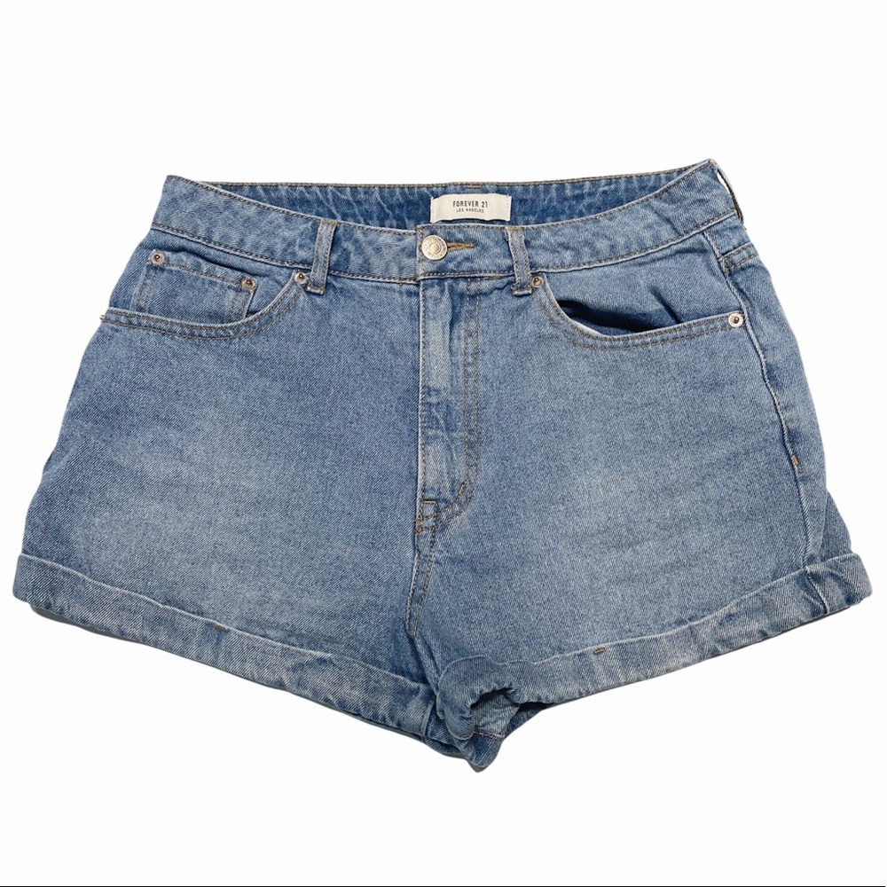 Forever 21 Denim High Waist Cuffed Shorts Size 27